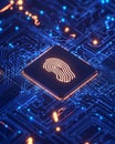 Biometric Fingerprint Security on Digital Circuit. Royalty Free Stock Photo
