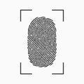 Fingerprint icon. Print of finger with frame isolated on white background.