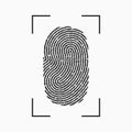 Fingerprint icon. Print of finger with frame isolated on white background.