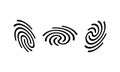 Fingerprint icon set in black. Science security crime anatomy identity. Fingerprint symbol. Vector EPS 10 Royalty Free Stock Photo