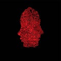 Fingerprint ID woman and man two silhouettes