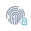 Fingerprint Identification Color Sign. Touch ID Line Icon. Finger Print Scanner with Lock Outline Icon. Biometric Royalty Free Stock Photo