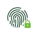 Fingerprint Identification Color Sign. Touch ID Line Icon. Finger Print Scanner with Lock Outline Icon. Biometric Royalty Free Stock Photo