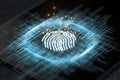 Fingerprint identification concept, technological background, 3d rendering