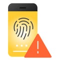 Fingerprint identification flat icon. Authorization color icons in trendy flat style. Data sensor gradient style design