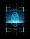 Fingerprint identification. Futuristic technology. Scan fingerprint, security or identification system concept, vector Royalty Free Stock Photo