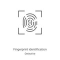 fingerprint identification icon vector from detective collection. Thin line fingerprint identification outline icon vector