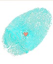 A fingerprint for identification includes a heart in the swirls