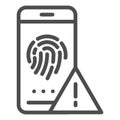 Fingerprint identification line icon. Authorization vector illustration isolated on white. Data sensor outline style