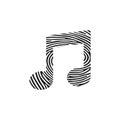 Fingerprint identification with music note, vector illustration. 3D Render Musical Identity. A Thumbprint showing Musicale notes a Royalty Free Stock Photo