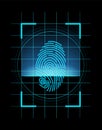 Fingerprint identification. Scan fingerprint, security or identification system concept. Futuristic technology Royalty Free Stock Photo