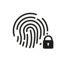 Fingerprint Identification Sign. Touch ID Line Icon. Finger Print Scanner with Lock for Smartphone Outline Icon Royalty Free Stock Photo