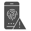 Fingerprint identification solid icon. Authorization vector illustration isolated on white. Data sensor glyph style
