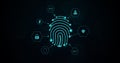 Fingerprint identity. Finger scan. Digital security. Vector illustration