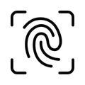 Fingerprint indentification security scan single isolated icon with outline style