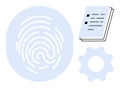 Biometric Fingerprint, Documents, and Gear for Authentication and Identity Management Royalty Free Stock Photo