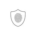 Fingerprint inside the shield. Biometric safe scan. The concept of protection. data safety and information security. Stock vector Royalty Free Stock Photo