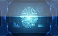 Fingerprint integrated in a printed circuit, releasing binary codes. finger print Scanning Identification System. Biometric Author Royalty Free Stock Photo