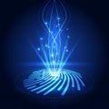 Fingerprint integrated in a printed circuit, releasing binary codes. fingerprint Scanning Identification System. Biometric Authori
