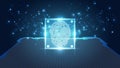 Fingerprint integrated in a printed circuit, releasing binary codes. fingerprint Scanning Identification System. Biometric