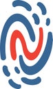 fingerprint letter N logo design