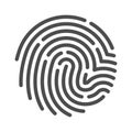 Fingerprint line art icon, crime and privacy security