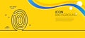 Fingerprint line icon. Digital finger print sign. Minimal line yellow banner. Vector