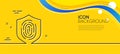 Fingerprint line icon. Finger print protection sign. Minimal line yellow banner. Vector