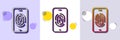 Fingerprint line icon. Finger print scan sign. Halftone dotted pattern. Vector