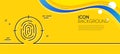 Fingerprint line icon. Finger print target sign. Minimal line yellow banner. Vector
