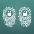 Fingerprint with lock unlock. Cyber security and Hacking Concept. Vector illustration isolated on modern Background.
