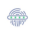 Fingerprint Loop Icon with Password inside. Fingerprint Security Identification line Icon. Finger print Secure