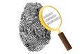 Fingerprint with magnifying glass and binary code security