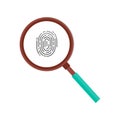 Fingerprint Magnifying Glass Vector Icon Isolated