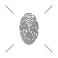 Fingerprint monochrome icon. Vector concept, abstract scan, icon. Design element isolated background Royalty Free Stock Photo