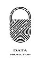 Fingerprint padlock logo, sign.