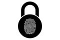 Fingerprint Padlock Silhouette Vector â Biometric Security Lock Icon for Privacy and Technology Design Royalty Free Stock Photo
