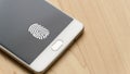 Fingerprint reader on a modern smartphone Royalty Free Stock Photo