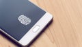 Fingerprint reader on a modern smartphone Royalty Free Stock Photo