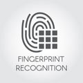 Fingerprint recognition black flat icon. Identity biometric scanning finger mark. Verification sign. Graphic pictograph