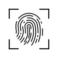 Fingerprint recognition concept. Fingerprint icon. Black thumbprint icon Royalty Free Stock Photo