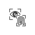 Fingerprint recognition and iris scanning vector icon