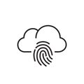 Fingerprint recognition. Secure cloud-based biometric data storage. Pixel perfect icon Royalty Free Stock Photo