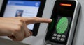 Fingerprint Recognition System Interface on Security Kiosk for Secure Access and Identification Featuring Biometric Royalty Free Stock Photo