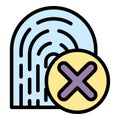 Fingerprint rejected icon color outline vector