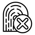 Fingerprint rejected icon, outline style