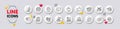 Fingerprint research, Report and Cyber attack line icons. For web app, printing. White buttons 3d icons. Vector