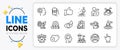 Fingerprint research, Report and Cyber attack line icons. For web app. Vector