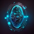 Businessman using a fingerprint scan. 3d Cyber security fingerprint scan technology for data protection created by Generative Ai