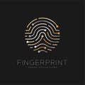 Fingerprint scan logo icon dash line design illustration